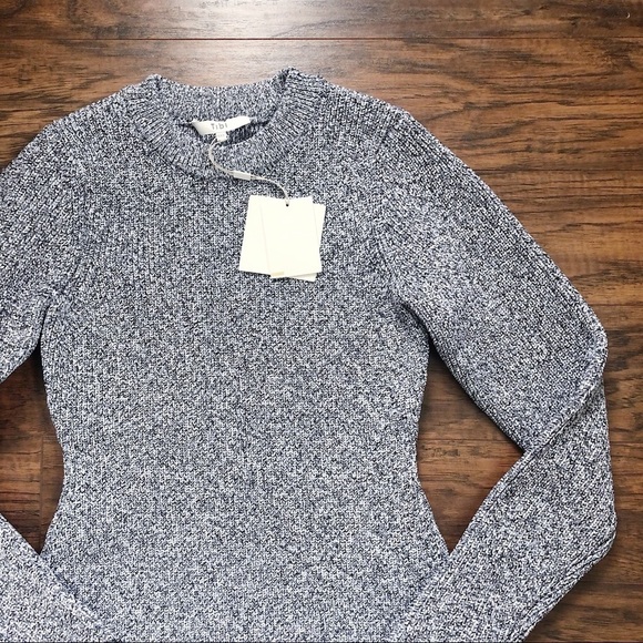 Tibi • Tech Poly Sculpted Sweater Mini Dress grey knit chunky heathered black - Picture 3 of 10